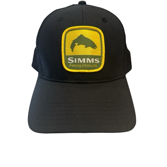 NWOT Simms Fishing Products Black Strapback Adjustable Cap - Picture 2 of 6
